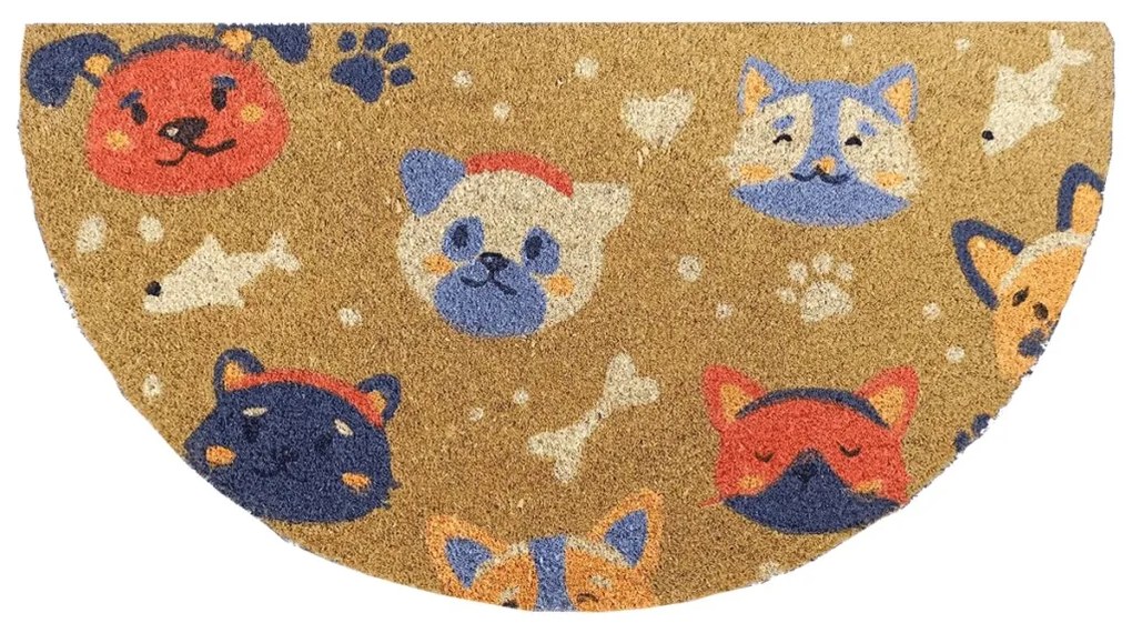 Zerbino Mezzaluna in Cocco Naturale con Cuccioli Colorati – 40x75 cm