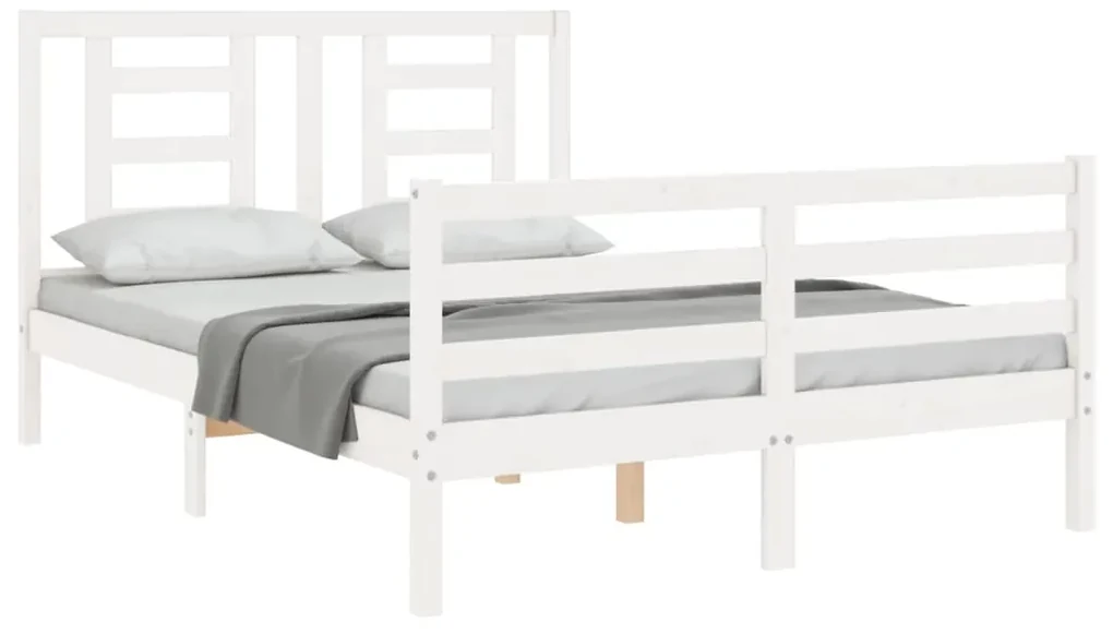 Giroletto con testiera bianco 120x200 cm in legno massello