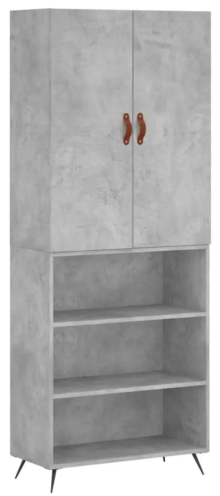 Credenza Grigio Cemento 69,5x34x180 cm in Legno Multistrato