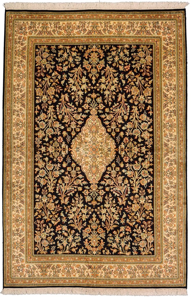 Cashmere Silk Tappeto 130 x 190 Beige (Indian) Annodato A Mano