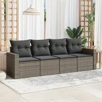 Set Divani da Giardino 4 pz con Cuscini in Polyrattan Grigio 3251017