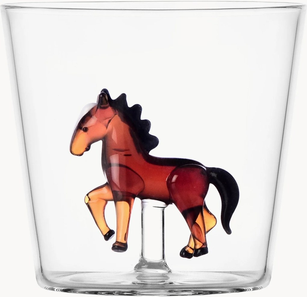 Bicchiere in vetro borosilicato fatto a mano Horse