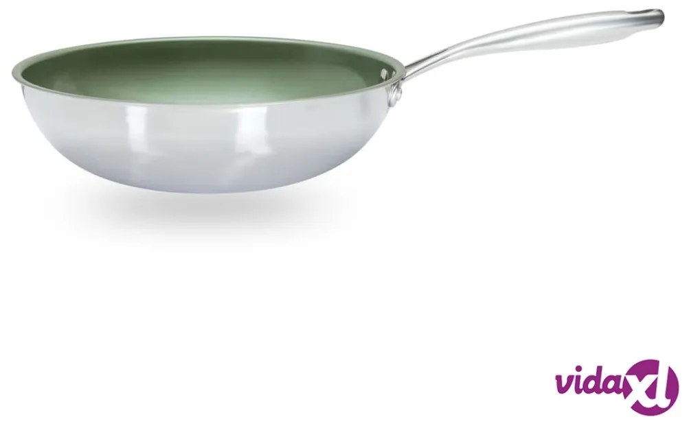 Just Vegan Padella Wok ECO CeraVegan 28 cm Acciaio Inossidabile Verde