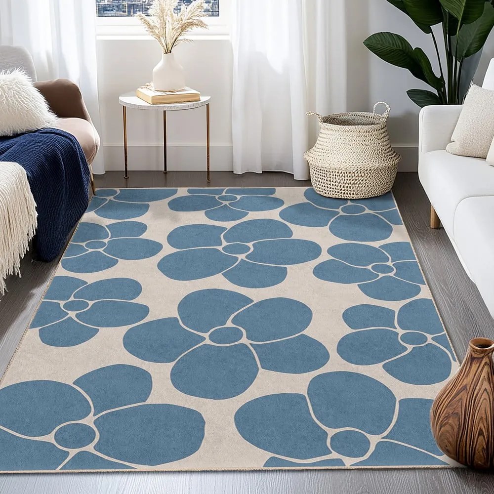 Tappeto blu lavabile 60x100 cm Blue Meadow – Mila Home