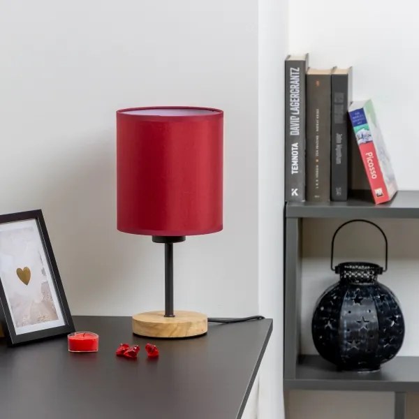 Brilagi - Lampada da tavolo NUBILA WOOD 1xE27/25W/230V quercia/Pompeiana rosso