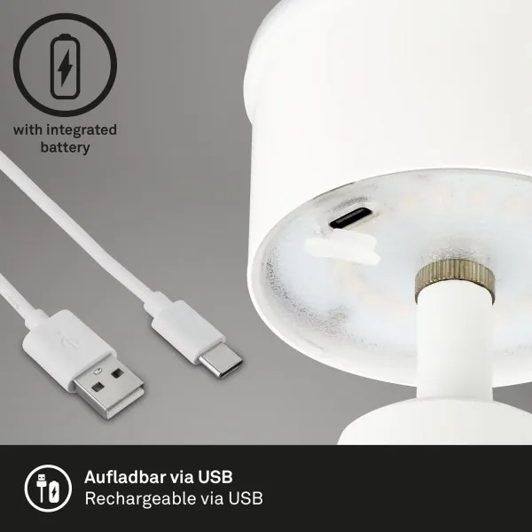 Brilo - Lampada da tavolo per esterni LED dimmerabile e ricaricabile LED/3,5W/5V IP44 bianco