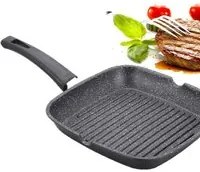 Bistecchiera Antiaderente 28x28 cm Induzione Manico Soft Griglia Effetto Barbecue