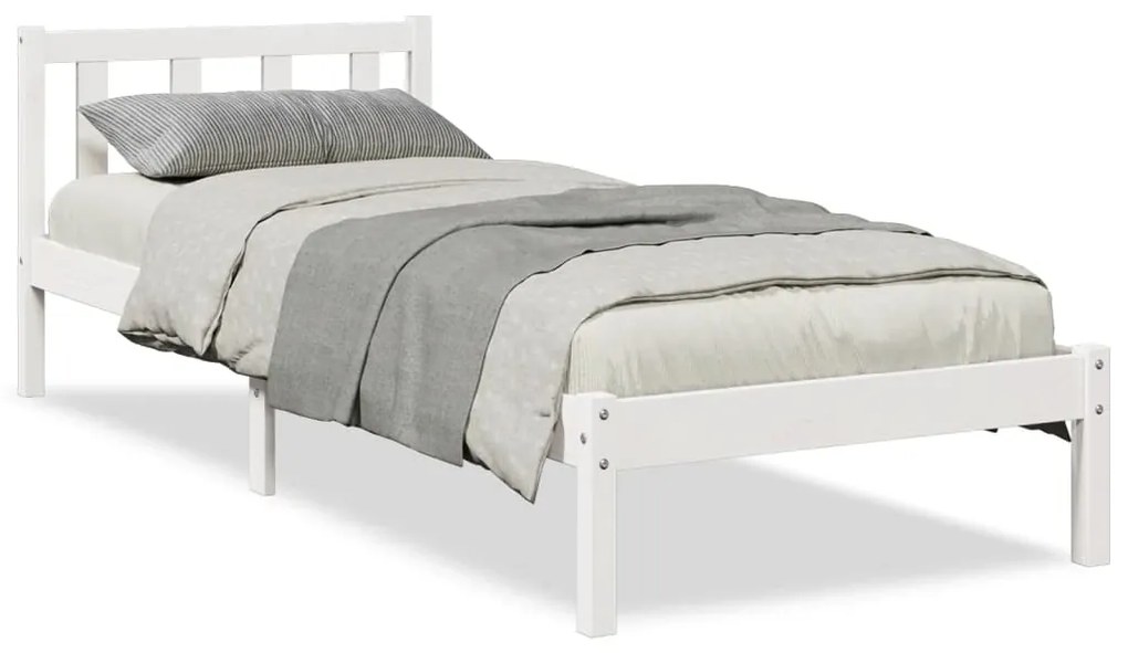 Letto extra lungo senza materasso bianco 80x220 cm in pino