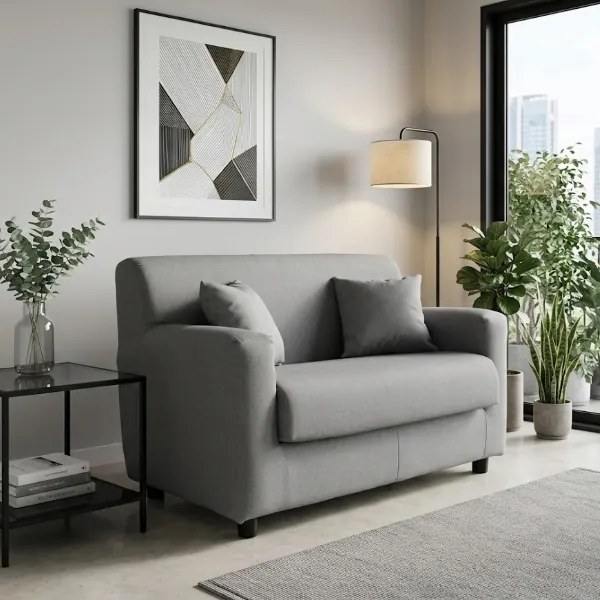 Divano 2 posti Grigio - tessuto sfoderabile 124 cm BOLOGNA