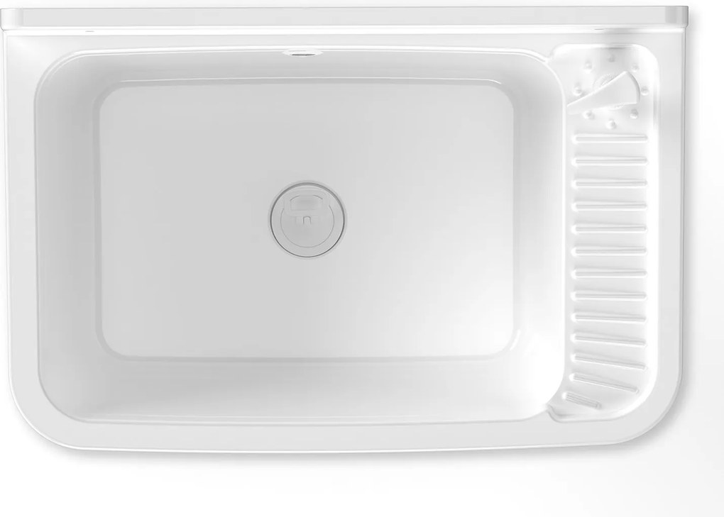Lavatoio 60x40x25 cm Pilozzo a Parete con Dispenser in Resina Bianco...