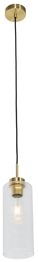 Lampada a sospensione Art Déco oro con vetro - Laura