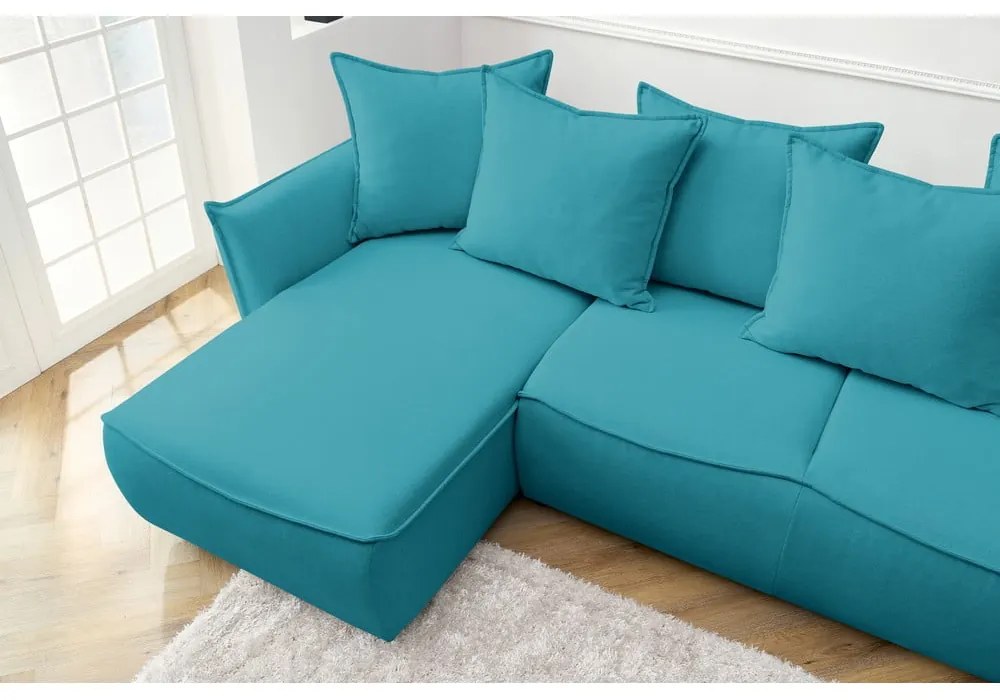 Divano letto angolare turchese (angolo sinistro) Leon - Bobochic Paris