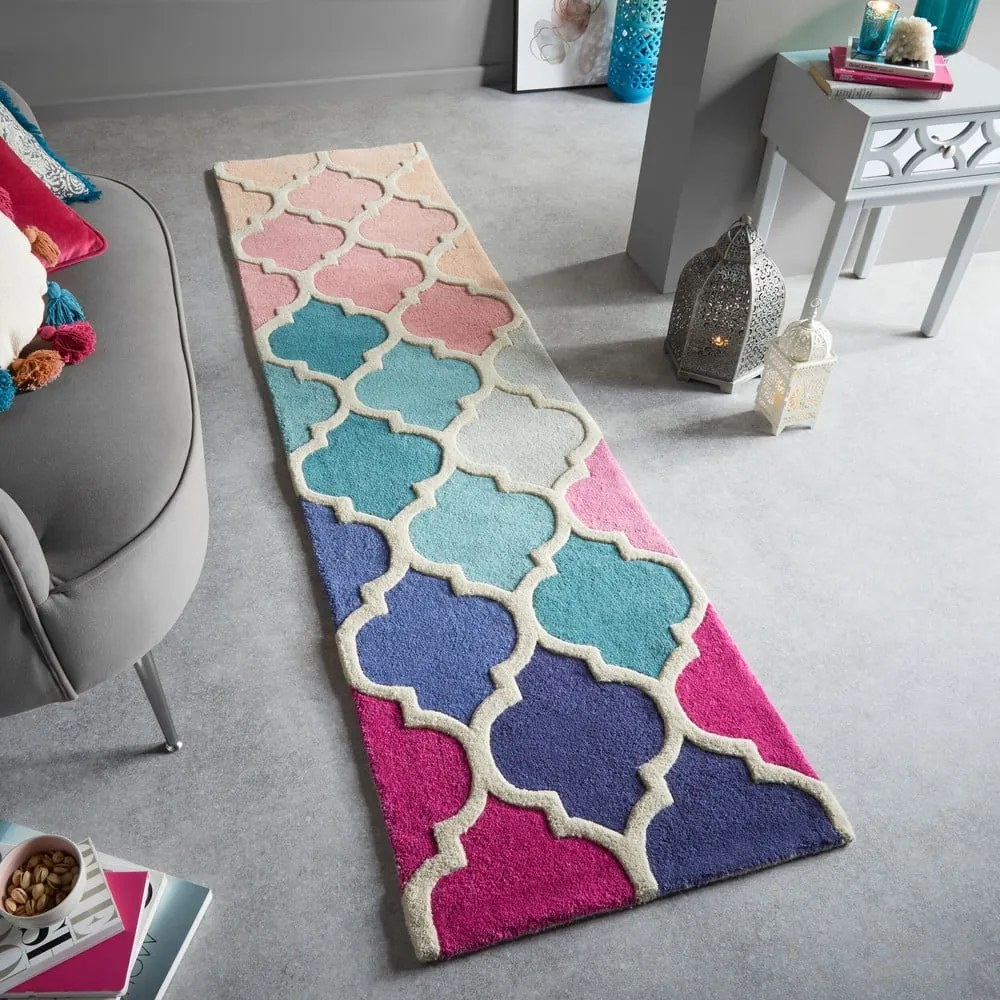 Tappeto in lana rosa 60x230 cm Rosella - Flair Rugs
