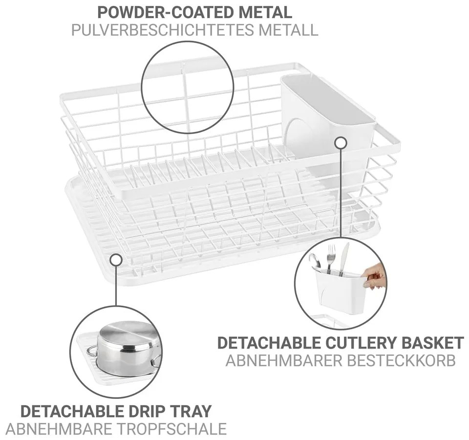 Scolapiatti bianco opaco in metallo 36x30 cm Drip – Wenko