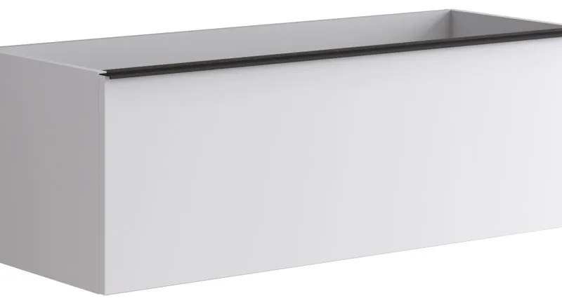 Mobile da bagno sotto lavabo Pixel plain bianco e maniglia alluminio nero laccato opaco L 120 x H 40 x P 45.5 cm 1 cassetto, lavabo non incluso