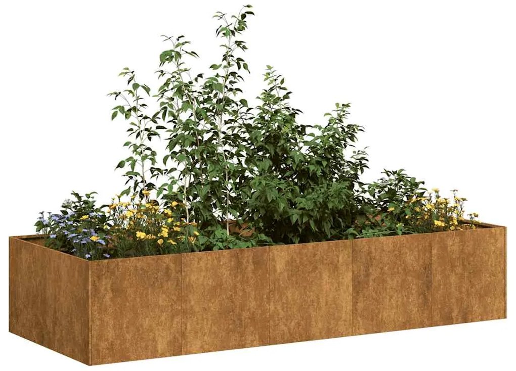 Fioriera Arrugginita 200x80x40 Cm İn Acciaio Corten /