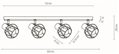 Spot-Light 26114404 - Faretto da binario PHIPHI 4xE27/60W/230V quercia