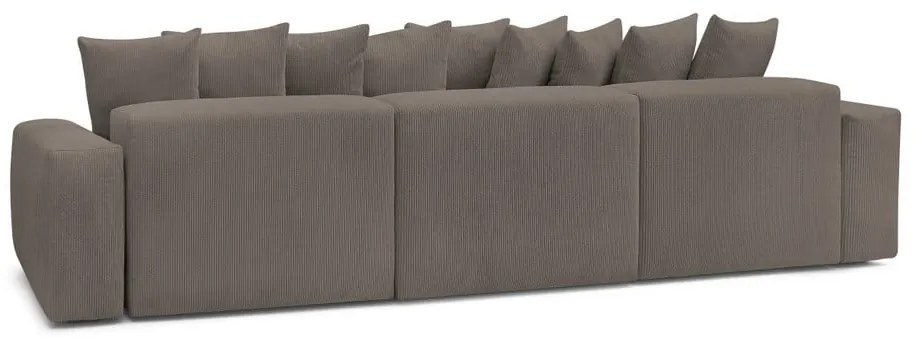 Divano angolare grigio/marrone con rivestimento in velluto a coste Voltaire – Bobochic Paris