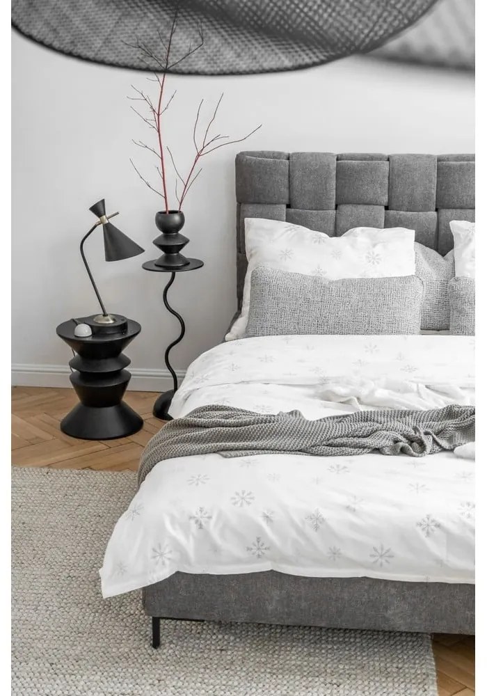 Letto matrimoniale imbottito grigio con rete inclusa 160x200 cm Eve – Miuform