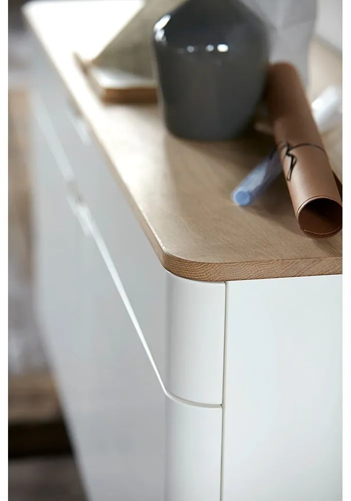 Cassettiera bassa in legno di quercia bianca Amalfi - Unique Furniture