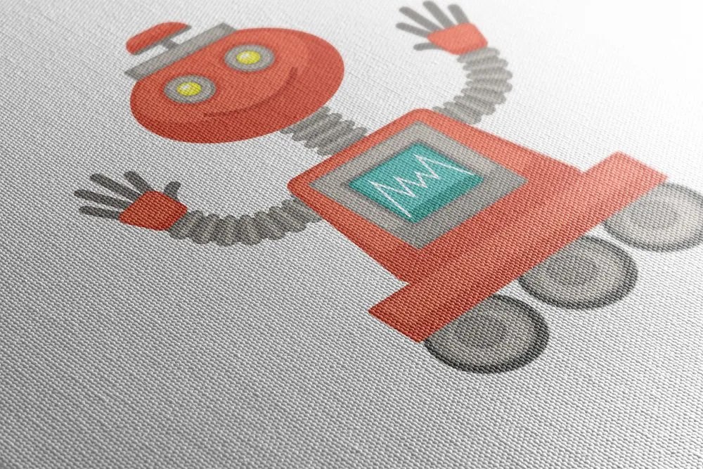 Quadro su tela – Con motivo di robot in rosso