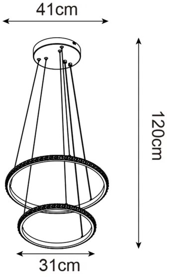 Zuma Line P22082M-2R - Lampadario LED a sospensione con filo RIDE LED/22W/230V + LED/14W nero