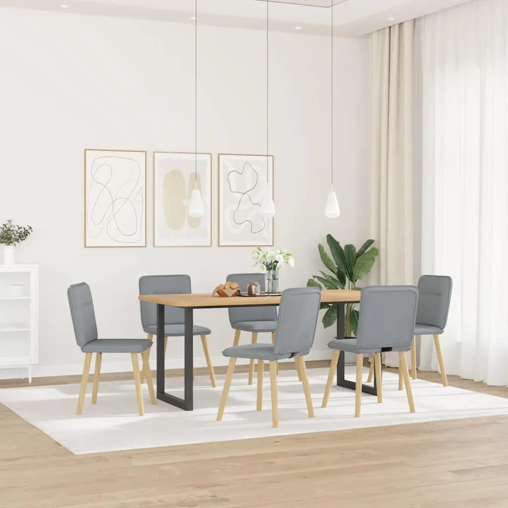 Sedie Da Pranzo 6 Pz Grigio Chiaro İn Tessuto /