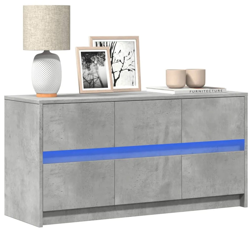 Mobile Porta Tv Con Led Grigio Cemento 100x34x50 Cm Truciolato /
