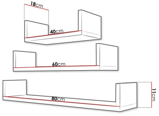 SET 3x Mensola TRIO bianco