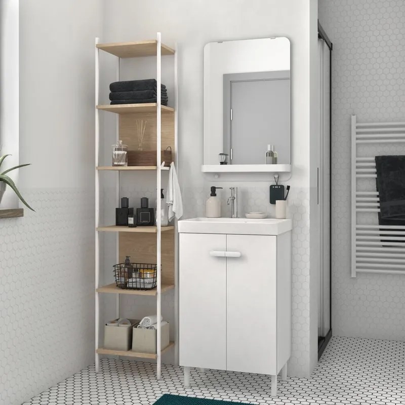 Mobile sottolavabo e lavabo Easy per vasca centrale bianco L 50 x H 67 x P 40 cm, 2 ante