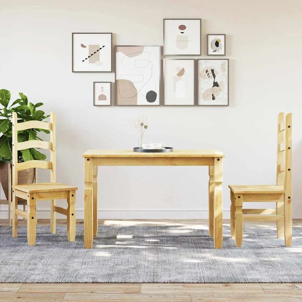 Set Da Pranzo 3 Pz Panama İn Legno Massello Di Pino /