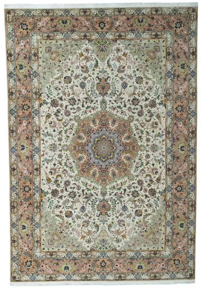 Tabriz Tappeto 360x250 Beige (Iran) Annodato A Mano