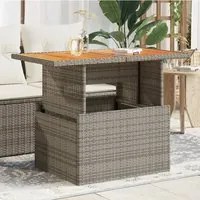 Tavolo Giardino Grigio 100x55x73 cm Polyrattan e Legno Acacia 366127