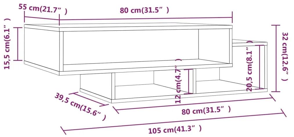 Tavolino da Salotto Rovere Fumo 105x55x32 cm Legno Multistrato