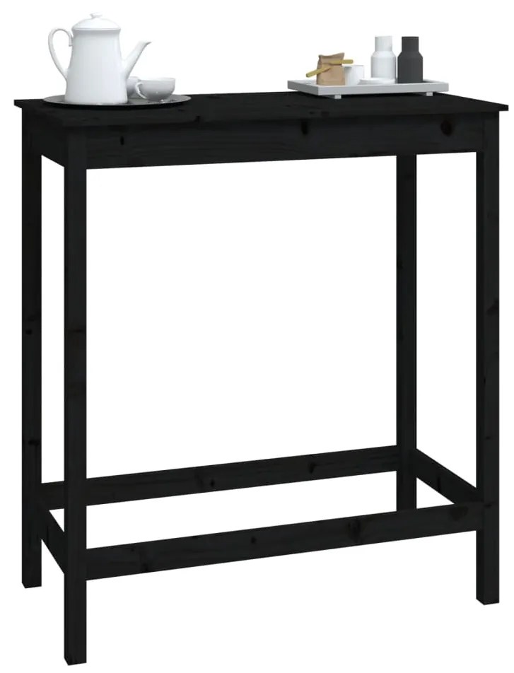 Tavolo da bar nero 100x50x110 cm in legno massello di pino
