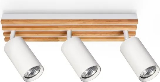 Brilagi - Faretto orientabile SELE WOOD 3xGU10/30W/230V bianco/legno