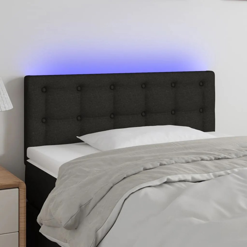 Testiera A Led Nera 100x5x78/88 Cm İn Tessuto /