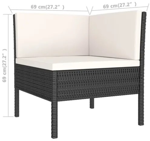 Set Divani da Giardino 11 pz con Cuscini in Polyrattan Nero