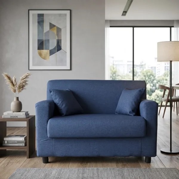 Divano 2 posti Blu - tessuto sfoderabile 124 cm BOLOGNA
