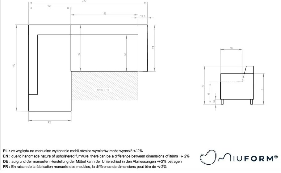 Divano angolare rosa allungabile e con contenitore (penisola a sinistra/a L) Classy Sophie – Miuform