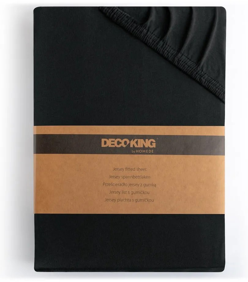 Lenzuolo con angoli nero in jersey 220x200 cm Amber – Restilo