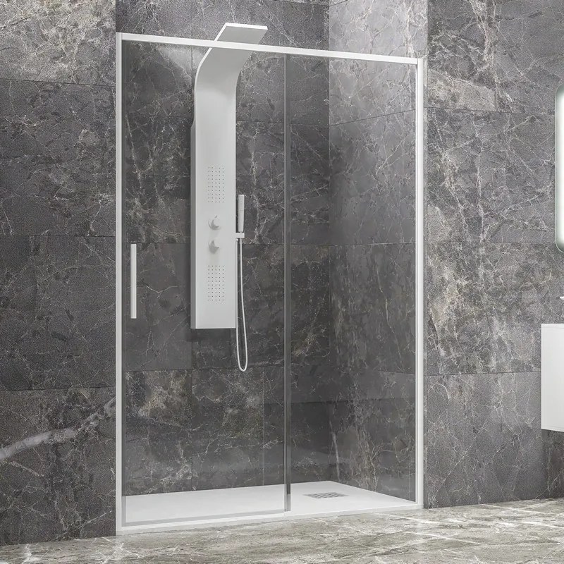 Kamalu - Porta doccia 130 cm colore bianco vetro 6 mm altezza 200h | KLA4000B
