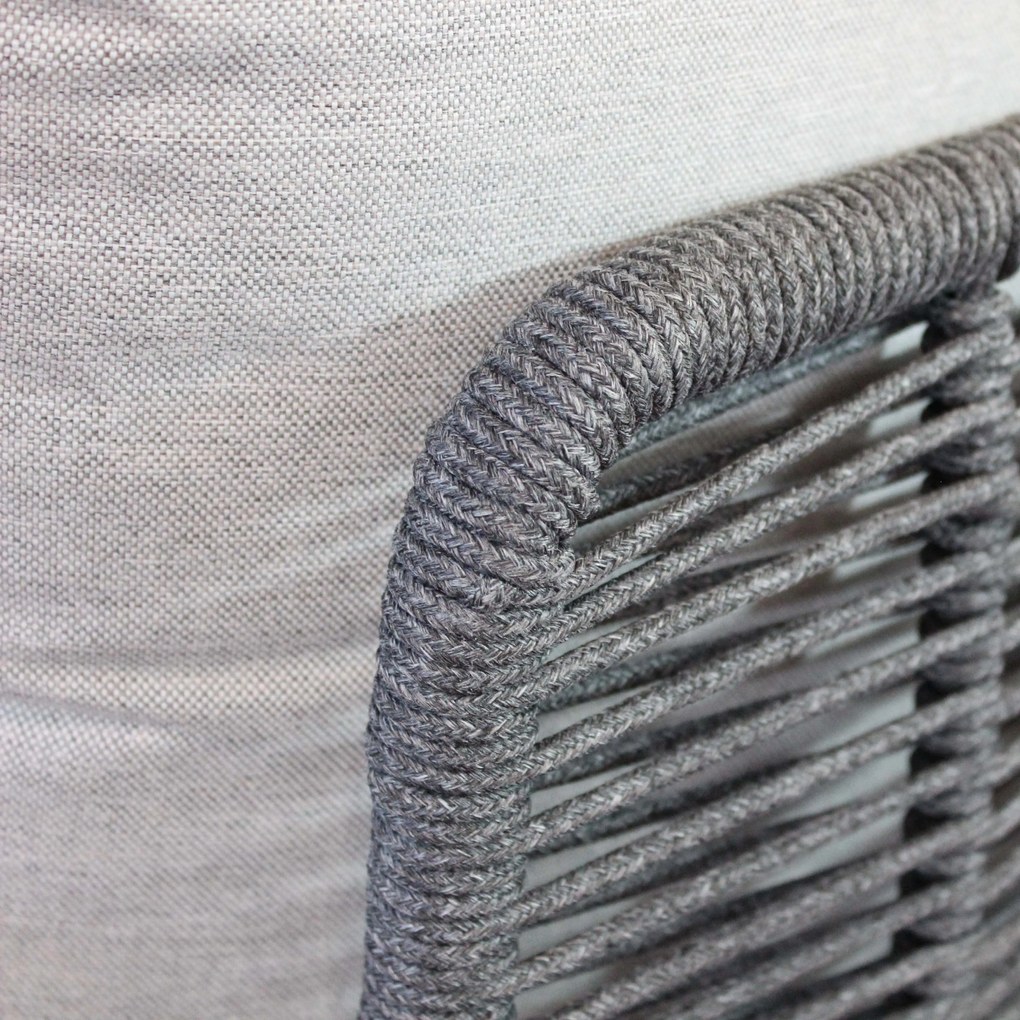 ESCONDIDO - salotto con struttura in alluminio antracite e corda in pvc, tavolino effetto pietra