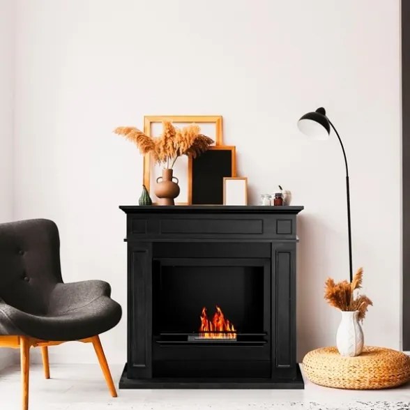 Camino a bioetanolo biocamino da terra JEFFERSON Nero L 89,5 x H90,5 x P28