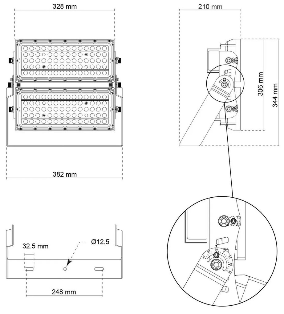 Faro Modulare LED 400W IP66 167lm/W No Flickering con driver Philips Colore Bianco Naturale 4.000K