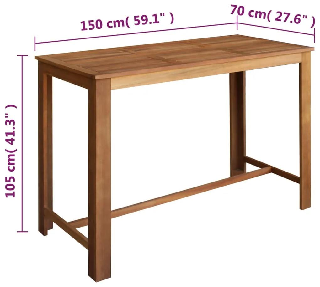 Tavolo e sgabelli bar set 7 pz in legno massello di acacia