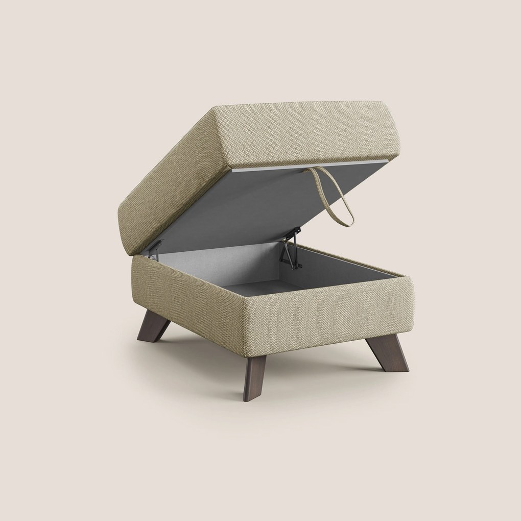 Moon Pouf contenitore e piedini alti in tessuto smacchiabile con acqua T05 cammello