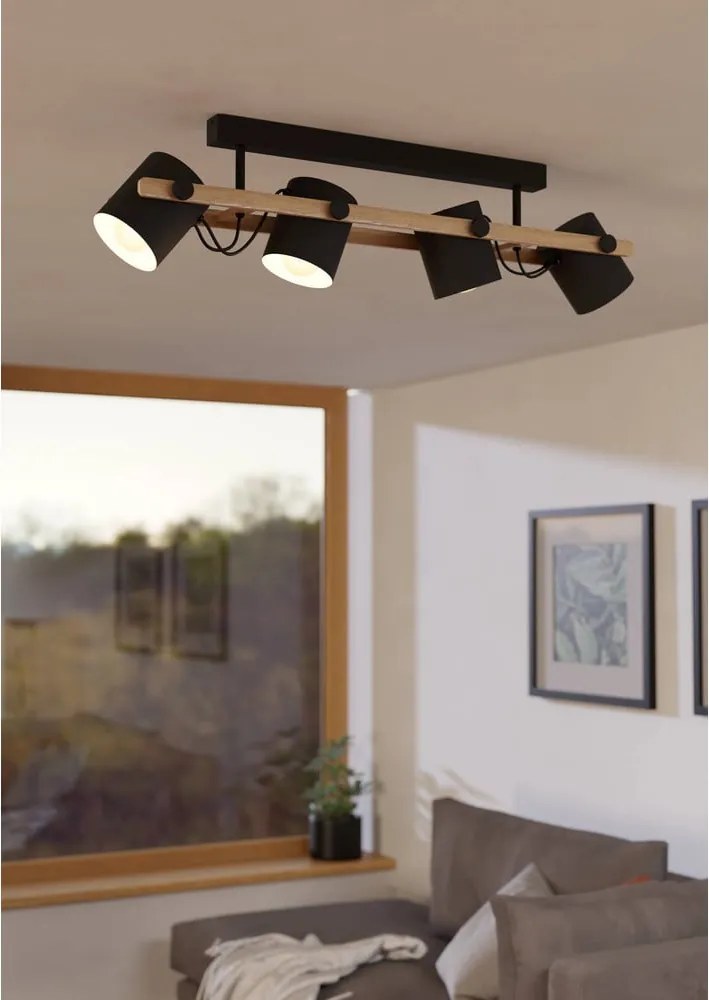 Plafoniera nera/di colore naturale con paralume in metallo 10x19 cm HORNWOOD – EGLO