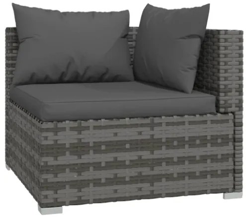 Set Divani da Giardino 5 pz con Cuscini in Polyrattan Grigio