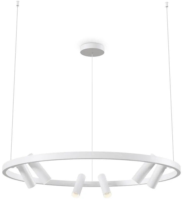 Lampadario A Sospensione Moderno Satellite Metallo Bianco Acrilico Luce Led 42W